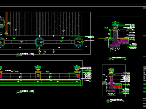  别墅景墙CAD施工图 