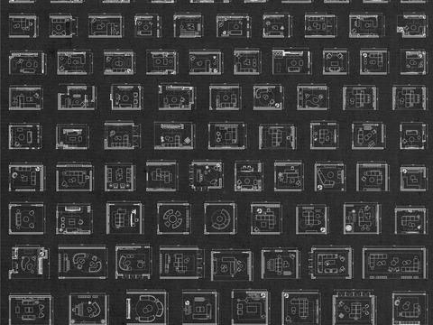  精选100个客厅平面布局cad图库 