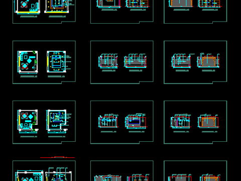  六间棋牌室装修施工图 