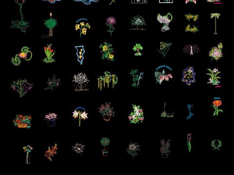  瓜果蔬菜花卉美食cad图库 