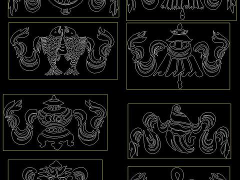  藏式花纹cad图库 