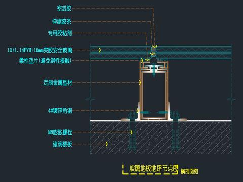  玻璃地台地坪节点大样图 