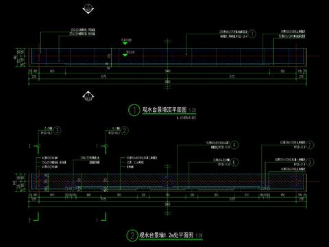  中式 青砖 汉白玉雕花景墙节点大样 