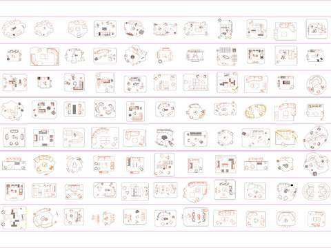  现代 客厅 沙发组合cad图库 
