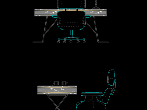  书桌椅cad立面图 