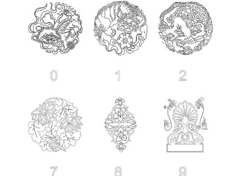  中国传统图案cad图库 