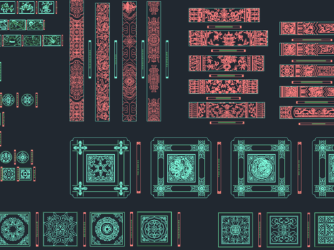  中式雕花cad图库 
