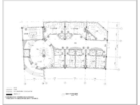  1480㎡KTV 酒吧 休闲会所cad平面图 