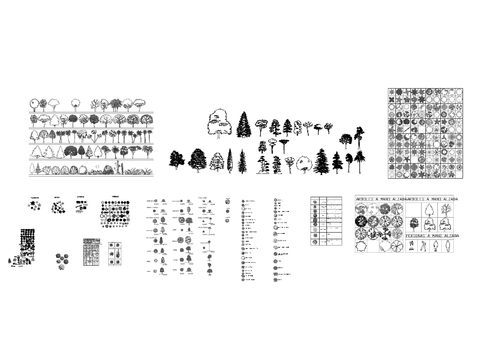  彩色树木cad图库 