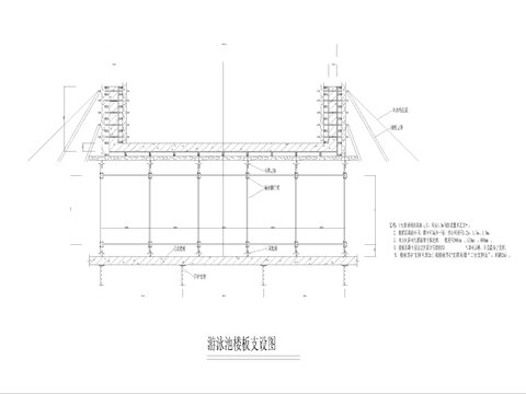  游泳池楼板支设图剖面图cad大样图 
