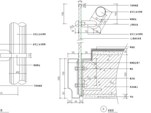  栏杆CAD节点大样 
