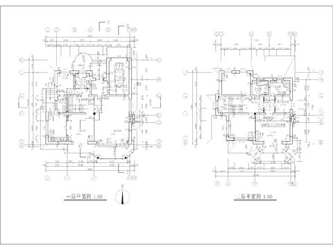  现代多层住宅 独栋别墅CAD平面图 