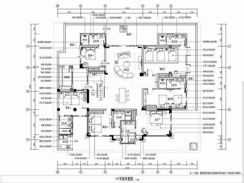  别墅平面布置CAD施工图 