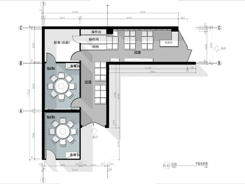  80㎡餐馆cad平面图 