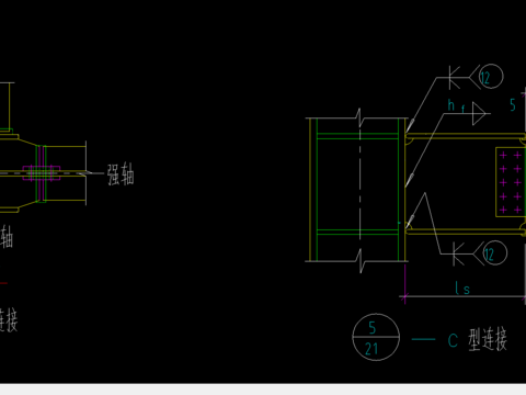 钢框架梁柱连接节点CAD施工图 