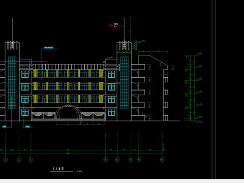  江西九江某中学cad施工图 