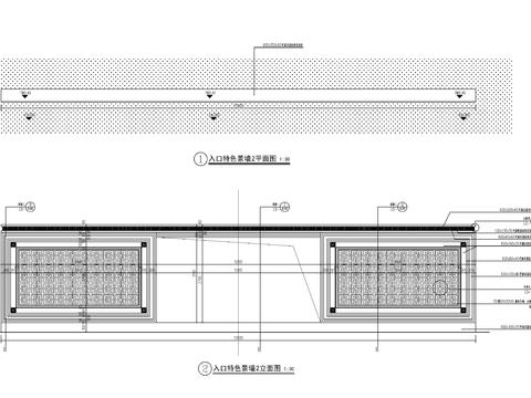  特色入口景墙cad大样图 