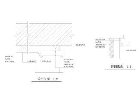  木饰面壁纸cad大样图 