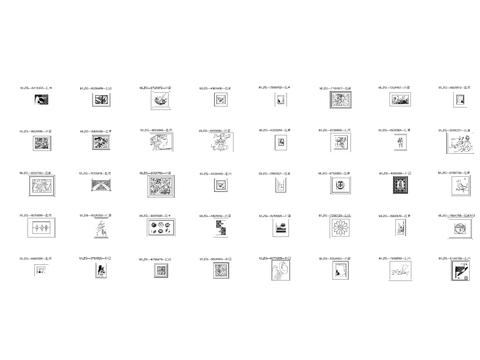  抽象风格挂画立面cad图库 