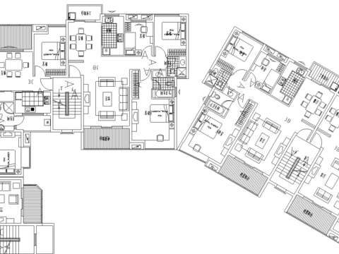  多层小高层典型组团CAD平面图 