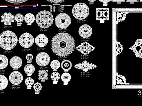  法式雕花顶花cad图库 
