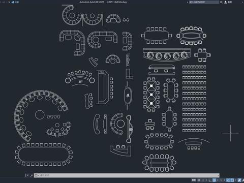  大型会议室办公室cad图库 