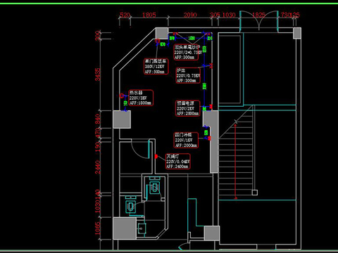  厨房水电cad施工图 