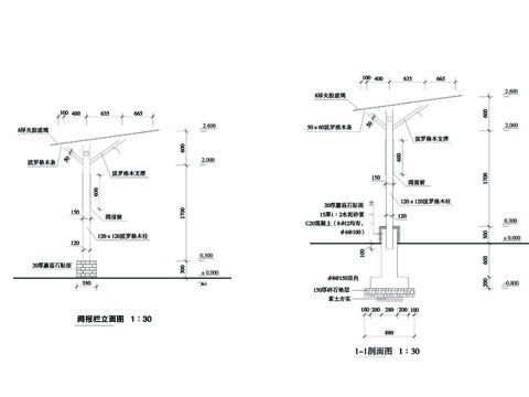  阅报栏剖立面CAD节点大样 