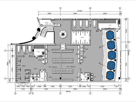  洗浴中心 水疗会所cad平面图 