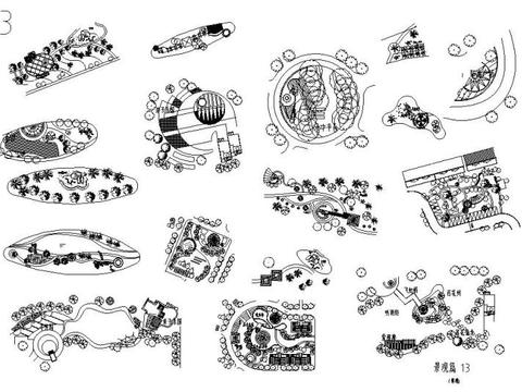  景观节点平面图-景观图集 