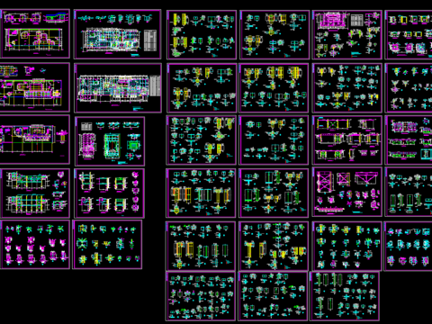  全套钢平台结构设计cad图库 