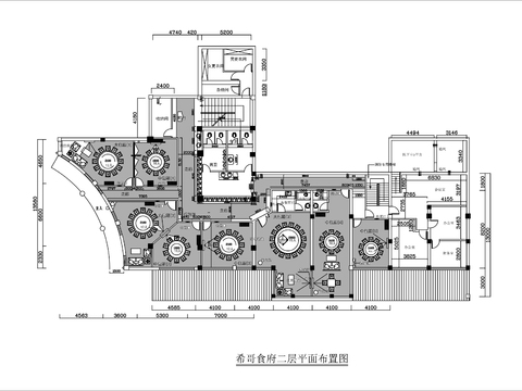  1000㎡两层中式餐馆cad平面图 