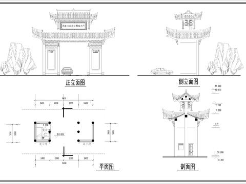  森林公園和水廠大門設(shè)計(jì)cad施工圖 