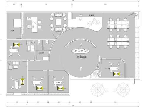  直播办公室cad平面图 