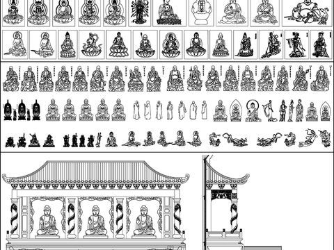  佛像 观音 菩萨 神仙 佛祖 仙女CAD图库 