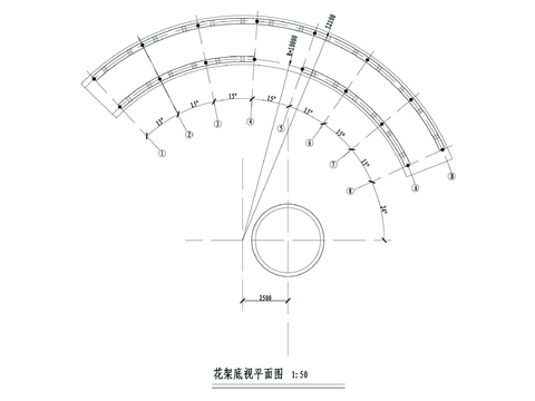  自制弧形花架含配筋cad大样图 