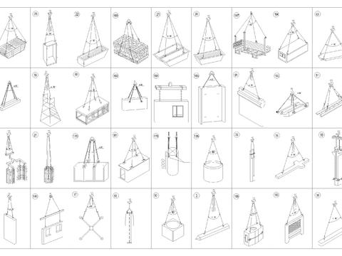  设备吊装件cad图库 