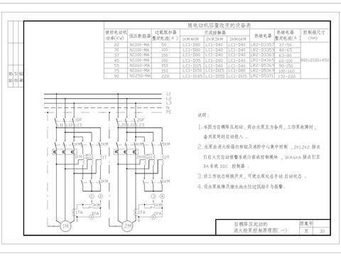  自耦降压起动的消火栓泵控制原理cad施工图 
