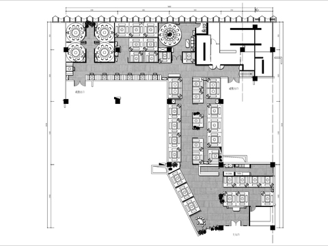  500㎡重庆中式火锅店cad平面图 