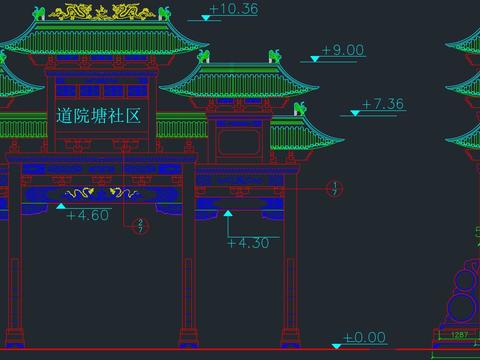  中式社区入口牌坊 