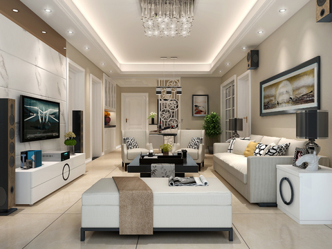  龙盛蓝郡现代客餐厅卧室CAD施工图 