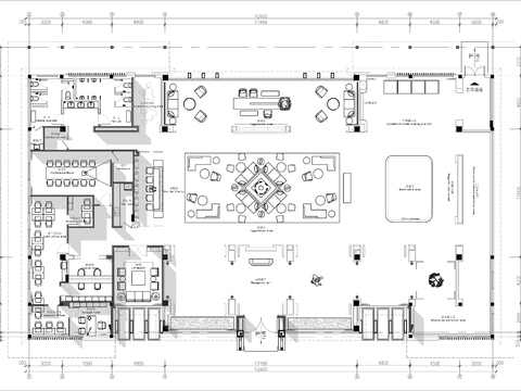  1000㎡高端售楼部大厅cad平面图 
