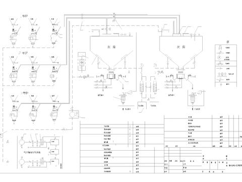  仓泵输送系统工艺布置 机械图CAD施工图 