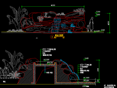  假山cad施工图 