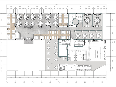  大型酒楼餐厅cad平面图 