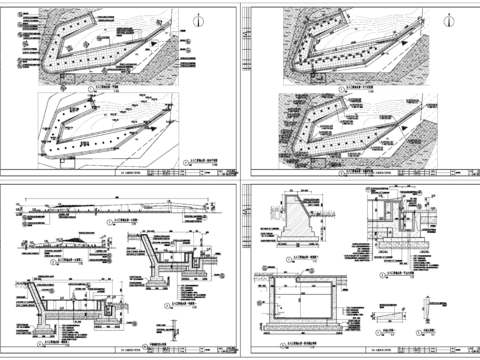  主入口景墙水景cad施工图 