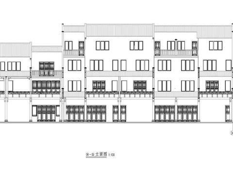  古建筑 寺庙 寺院cad立面图 