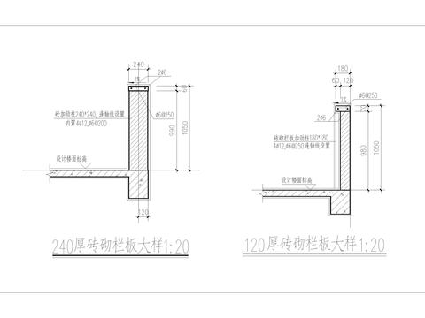  砖砌栏板CAD施工图 