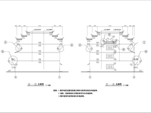  寺庙古建筑 寺院 徽派cad施工图 