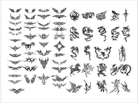  花纹文身图案花纹CAD图库 